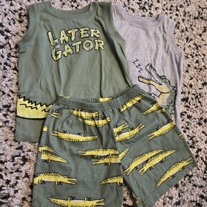 Carter's Green and Gray Alligator Pajama Set
